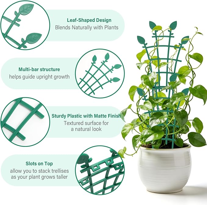 Small Trellis for Potted Plants, Stackable Plant Trellis Indoor Outdoor Climbing Plant Support for Pothos Hoya Vine Ivy Houseplants Flower (8)