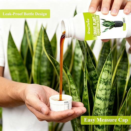 Snake Plant Fertilizer, 10 oz Organic Liquid Plant Food for Snake Plants, Natural Probiotic Formula with 200M Live Microbes/mL, Promotes Greener Leaves & Strong Roots, 1:400 Concentrate