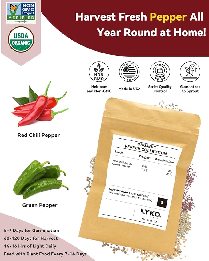 Hot Pepper Seed Pod Kit for Aerogarden, Inbloom, 8 Pods, Ahopegarden Hydroponics Growing System Indoor Garden, Include Jalapeno Peppers and Cayenne Chili Peppers,8 Pods, 500+ Seeds