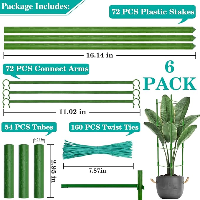 Halatool 63 Inch Tomato Cages for Garden, 6 Pack Adjustable Tall Tomato Cage, Garden Stakes Tomato Trellis for Pots, Tomato Plant Support for Raised Garden Bed &Vegetables Flowers