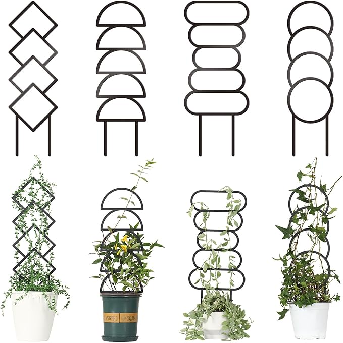 4 Pcs Trellises for Climbing Plants Indoor Metal Climbing Plant Support Metal Plant Trellis for Pots Garden Trellis for Climbing Plants for Plant Lovers (Style 2)
