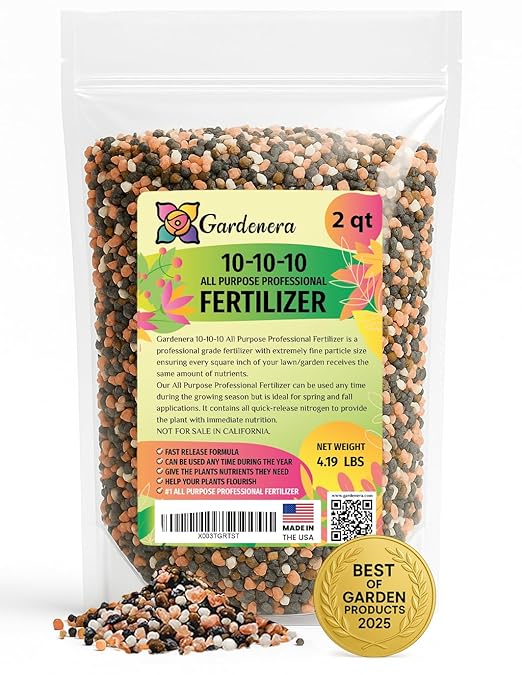 𝐁𝐄𝐒𝐓𝐒𝐄𝐋𝐋𝐄𝐑 10-10-10 Plant Fertilizer Fast Release | 10 10 10 All Purpose Fertilizer for Fruit Trees, Evergreens, Vegetables, Arborvitae, Fig Trees, Shrubs, Pines, Oaks, Flowers [2 Quarts]