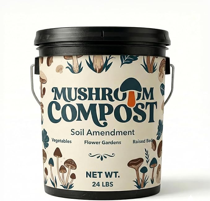Mushroom Soil Compost Pail, Organic Nutrient-Rich Garden Soil for Vegetables, Flowers, Raised Beds, Lawn & Planting Mix (24 lb)