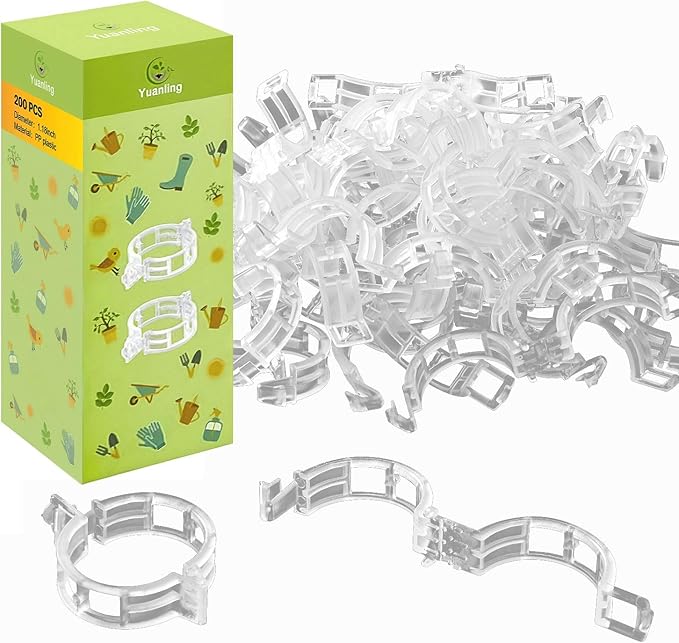 Plant Support Clips Plastic Tomato Clips Plant Clips for Climbing Plants Clear Grape Tomato Vine Trellis Clips for Garden Vegetables Plants Flower Grow Fixing (100, White)