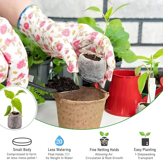 Legigo 50 Pcs 36mm Seed Starter Peat Pellets for Seedlings- Compressed Seed Starter Pods Seed Starting Pellets Plugs Soil Peat Pods for Starting Seeds, Garden Planting Herb Flower Vegetables