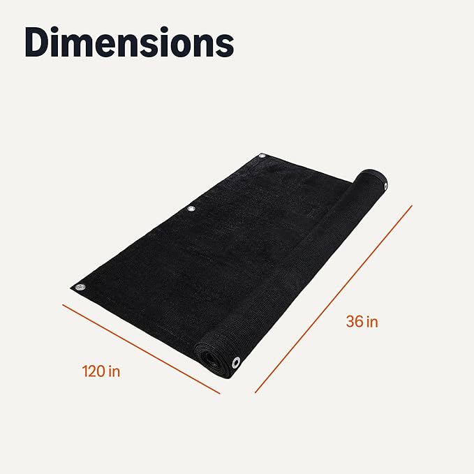 Amazon Basics Privacy Screen Fence for Outdoor Patios, Pools, Balconies, Weather-Resistant, 3 x 10 ft, Black, 1-Pack