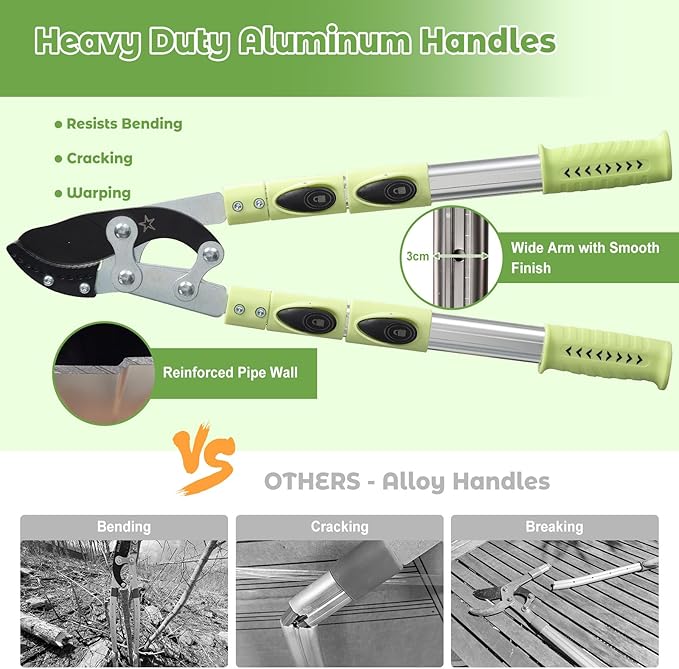 Extendable Loopers for Tree Trimming, 24-42'' Heavy Duty Thick Branches Cutter Lopping Shears with SK5 Steel Blade, Pruning Shear with 1.8” Cut Capacity, Loppers with Compound Action for Gardening