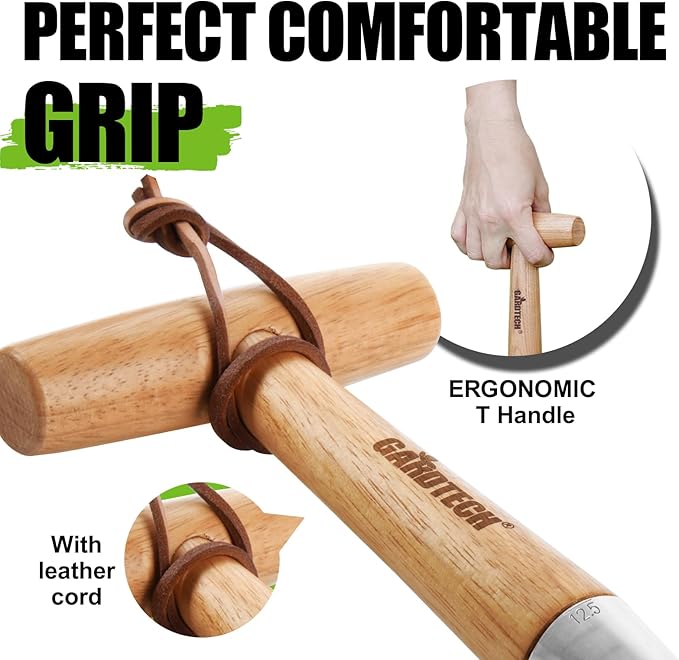 Gardtech Hand Dibber with Wooden Handle, Chrome Coated Stainless Steel Head - Lightweight Sturdy Hand Held Bulb Planter for Tulip Daffodil Crocus Garden Tool (Dibber)