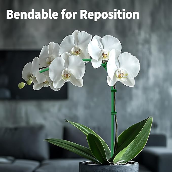 [36 Pcs] Plant Stakes, Bendable Plant Sticks, 18 Inches Single Stem Plant Support Stakes with Twist Ties, Garden Stakes for Indoor and Outdoor Plants, Potted Plants, Flowers Orchid Peony Rose