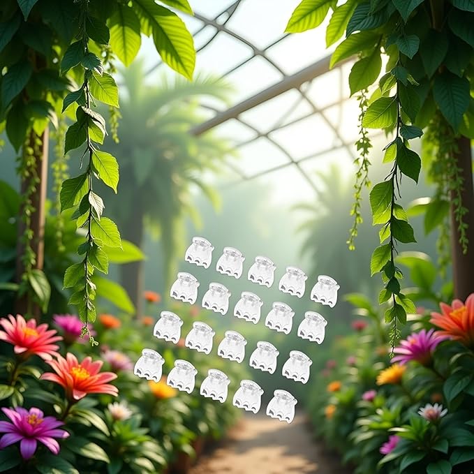 50Pcs Transparent Plant Orchid Clips Flowers Support Clear Fixer for Garden Vine Stem Plants Climbing Clasp Transparent 6 Claws Orchid Clips Plastic Butterfly Plant Support Structures