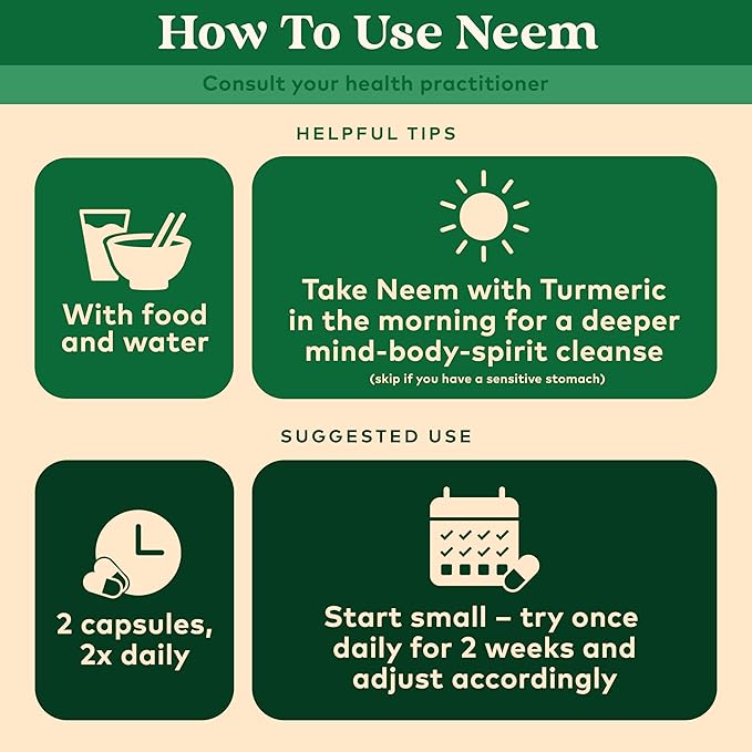 ORGANIC INDIA Neem Leaf Capsules, Herbal Supplement - Supports Skin, Immune, & Liver Health, Detox, Vegan, Gluten-Free, USDA Certified Organic - 180 Capsules