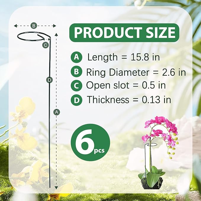 Garden Plant Support Stakes, Spiral Climbing Supports for Tomatoes, Roses, Vines, Green Metal, 6 Pack (Straight Pole Bracket)