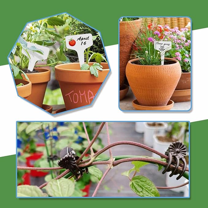 Lcukyalc 36 Packs Plant Support Stakes with Twist Ties, Clips & Labels for Garden, Stackable Flower Support Stake, Indoor Outdoor Plant Stakes for Tomato, Monstera, Climbing Plants.