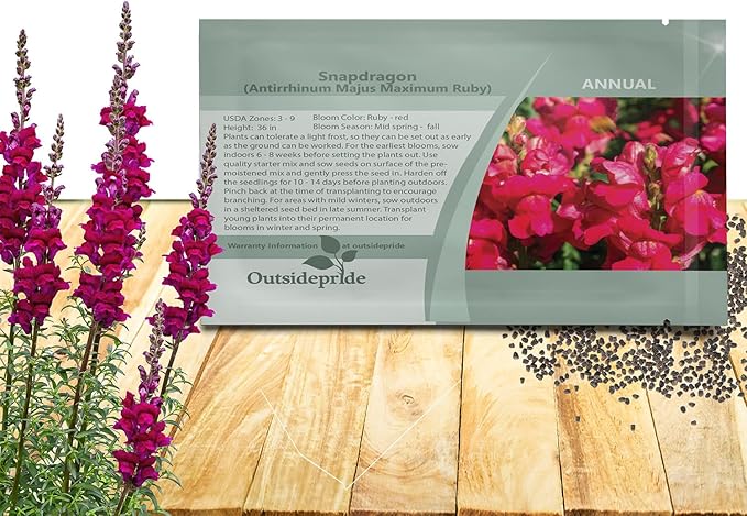 Outsidepride Ruby Snapdragon Seeds - 5000 Pcs Annual Flower Seeds for Planting, Frost-Tolerant, Pollinator-Friendly Cool-Season Plant with Attractive Blooms for Cut Flower Arrangements