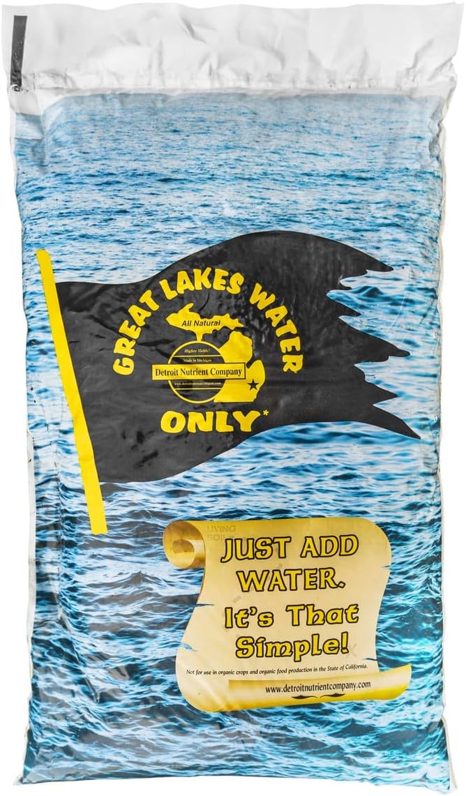 Great Lakes Water Only Organic Living Soil, 1 Cubic Foot (28.32 Liters), All Natural Plant-Based Super Soil with Sphagnum Peat Moss, Coconut Coir, Worm Castings for Indoor & Outdoor Growing