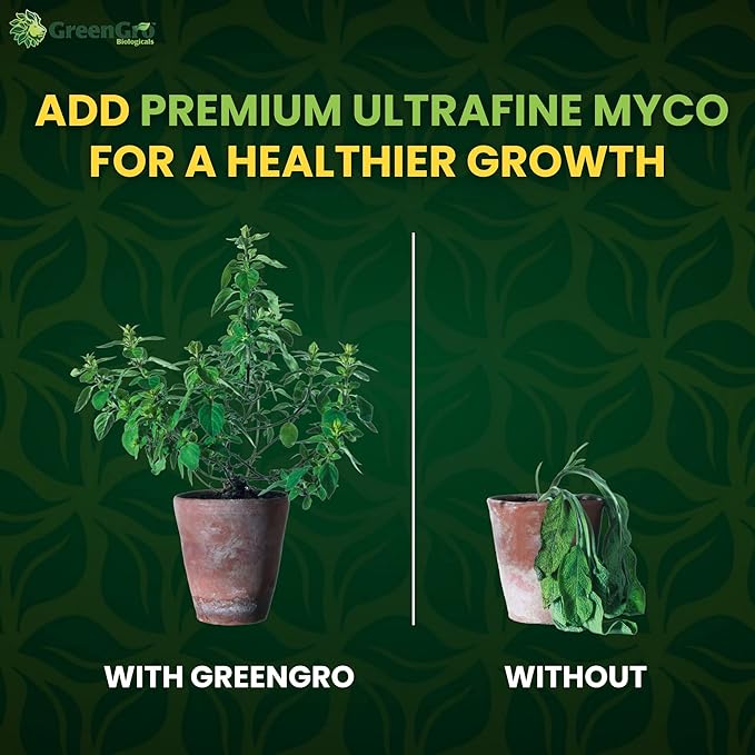 GreenGro Premium Ultrafine Myco Fertilizer - Root Enhancer/Bigger Yields/Improves Nutrient Uptake/Indoor & Outdoor Plant Food Fertilizer Blend for Hydroponic Gardens