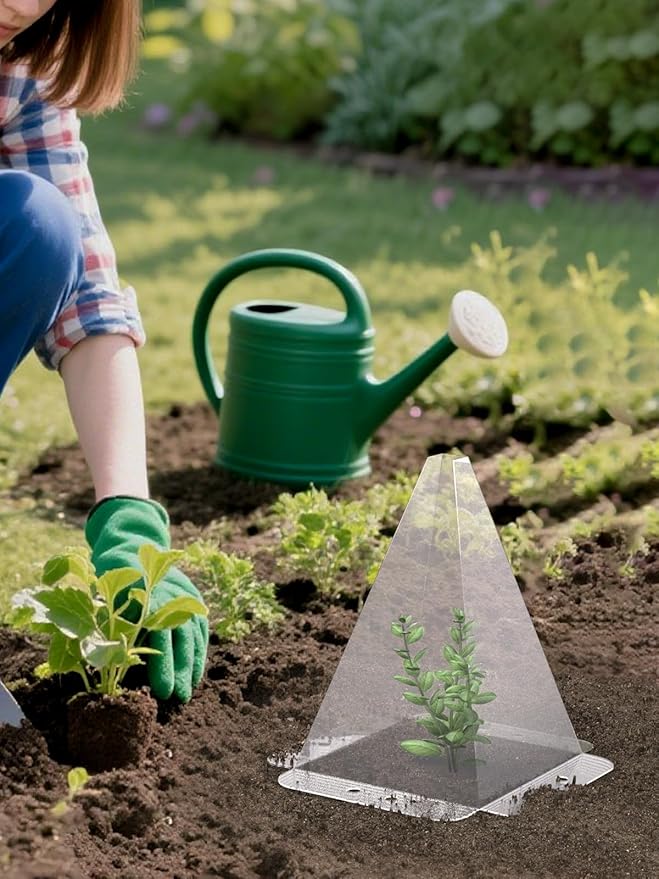 30 Pack Garden Cloches for Plants - Clear Reusable Plastic Seedling Covers with 60 Metal Stakes - Mini Greenhouse Plant Bell Covers for Frost, Sun, Pests Protection(7.8" x 11")