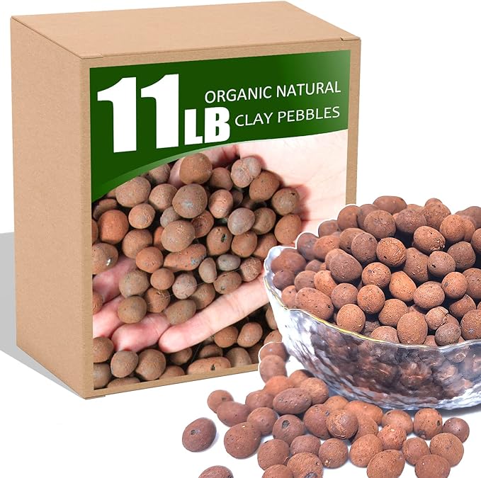 11LB Organic Expanded Clay Pebbles,for Soil Hydroponic Rocks Orchids,Indoor Plants,Succulents (11)