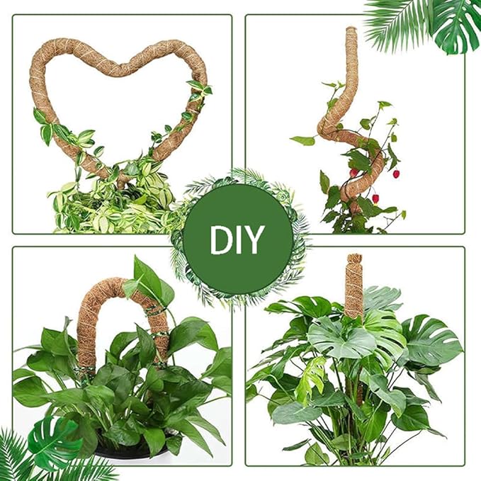 2 Pack 28" Bendable Moss Pole for Monstera Plant Support, Coco Coir Stakes for Climbing Plants, Indoor Trellis for Pothos, Philodendron & Houseplants – Adjustable Plant Support Kit