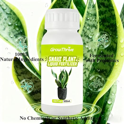 Snake Plant Fertilizer, 10 oz Organic Liquid Plant Food for Snake Plants, Natural Probiotic Formula with 200M Live Microbes/mL, Promotes Greener Leaves & Strong Roots, 1:400 Concentrate