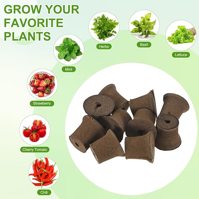 10-Pack Grow Sponges, 2.2x1.6x1.9 Inch Replacement Root Growth Sponges Seed Pods for Plant Rooting/Seed Germination/Hydroponic Gardens System Supplies, Starter Plug for Seeds