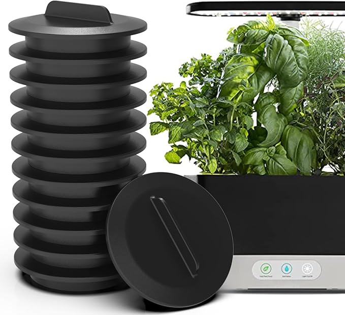 Plant Spacer Kit Compatible with Aerogarden,Plant Spacer Cover for Aerogarden Spacer Caps,for Indoor Hydroponic Growing System,Plant Grow Deck Openings, Round, 12 Pack, Black