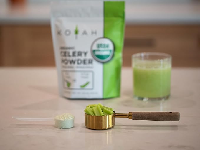 KOYAH - Organic USA Celery Powder (1 Scoop = 1/4 Cup Fresh): 36 Servings, Freeze-Dried, Whole-Stalk Powder