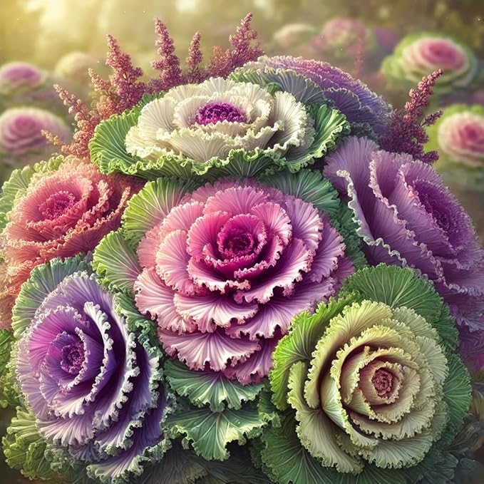Seeds Flowering Kale 'Fringed Mix' - Heirloom Vegetable - GMO Free