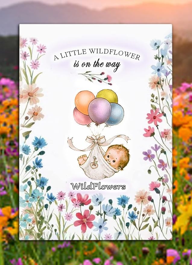 Pack of 20 Pre-Filled Bouquet Seed Mix Packet Girl Boy Baby Shower Party Favors Baby Announcements for Guests A Little Wildflower is On The Way Thank You Celebration of Life Plant Seeds