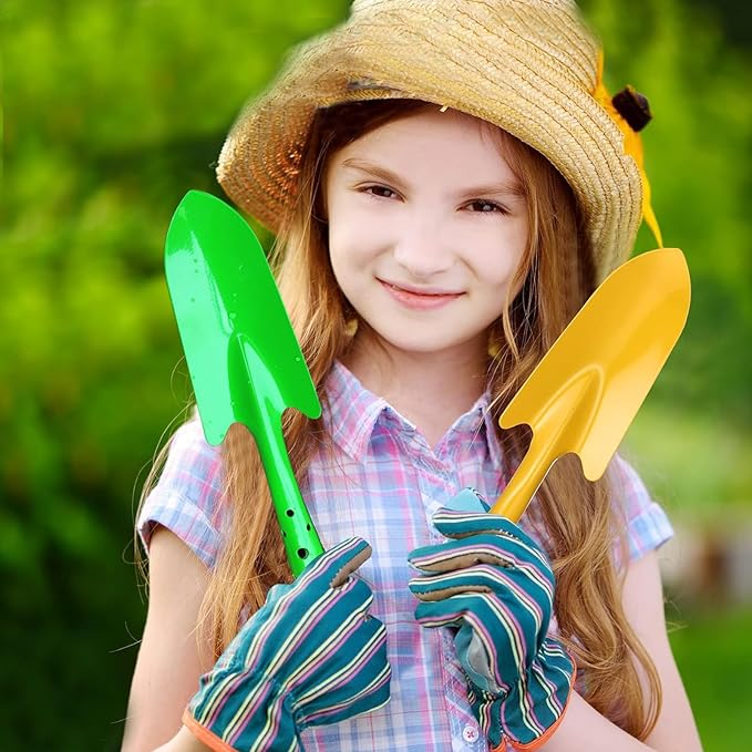 Garden Trowel for Digging and Planting, Mini Colorful Metal Hand Shovel, Small Trowel Set Garden Tools for Flower Soil Planting Digging Transplanting Ideal Gardening Gift for Kids