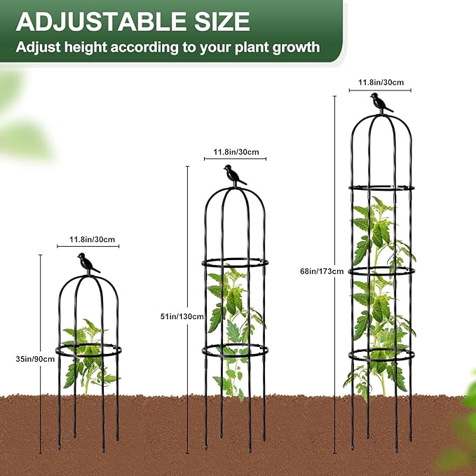 Lalahoni Garden Trellis for Climbing Plants Outdoor, 6 feet Tall Garden Obelisk Trellis Climbing Plant Support Potted Vine Flower Rose Clematis Vegetable Pea Bean Cucumber Trellis Raised Bed, 2 Pack