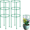 2 Set Plant Support,3 Layer Round Plant Support Stakes Ring Plastic Plant Cage Holder Flower Pot Climbing Trellis for Tomatoes,Rose, Potted Plants,Clivia, Succulents,(8.7" W x 21.7" H)