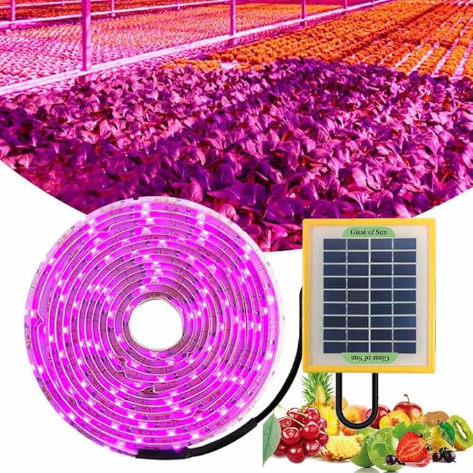 Solar Panel LED Grow Light Full Spectrum 5V Grow Light Strip 3M 2835 LED Phyto Lamps 9.84ft Flower Seed Hydroponic Light for Indoor Plants Greenhouse Hydroponic Seedling Growing Lamp