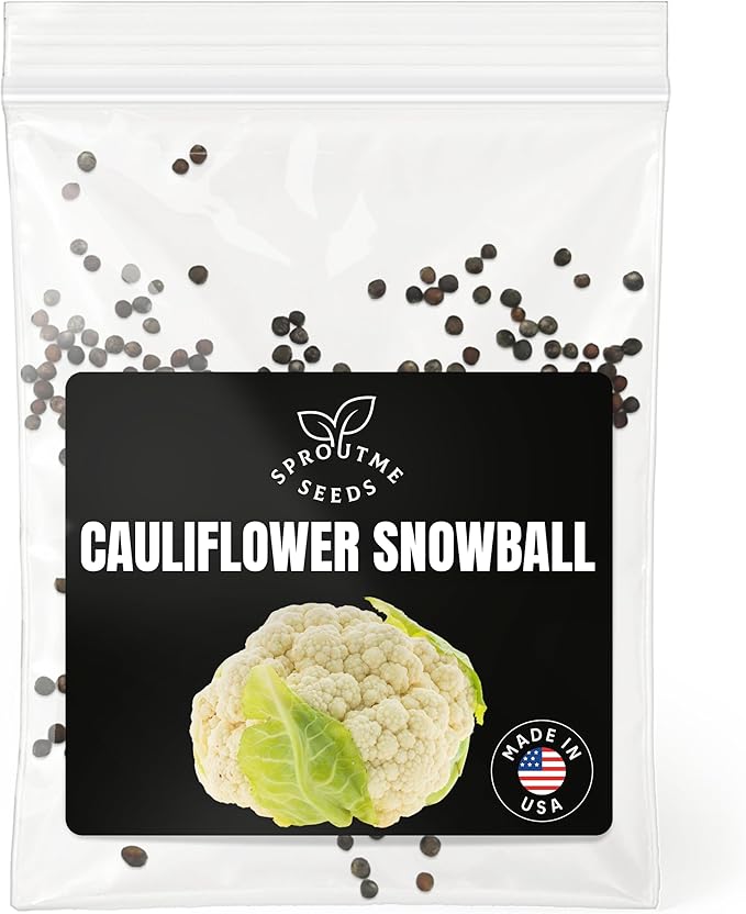 Fall & Winter Cauliflower Seeds for Indoor & Outdoor Planting – 300+ Non-GMO Heirloom USA-Grown Large White Heads, High Germination (Brassica oleracea VAR. botrytis)
