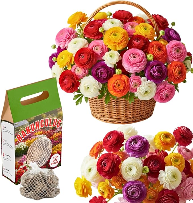 30 Ranunculus Bulbs for Planting, Multicolor Ranunculus Flower Bulbs, Ranunculus Corms