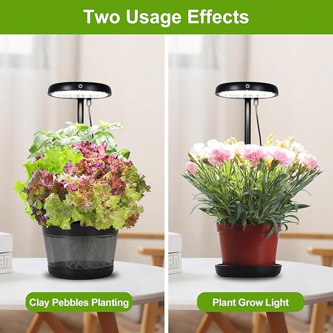 Indoor Clay pellets hydroponic Gardening System with 20-W LED Plant Grow Light.The Translucent hydroponic Growing System for Hydroponic Herbs, Vegetables, Lettuce Harvest on Countertop