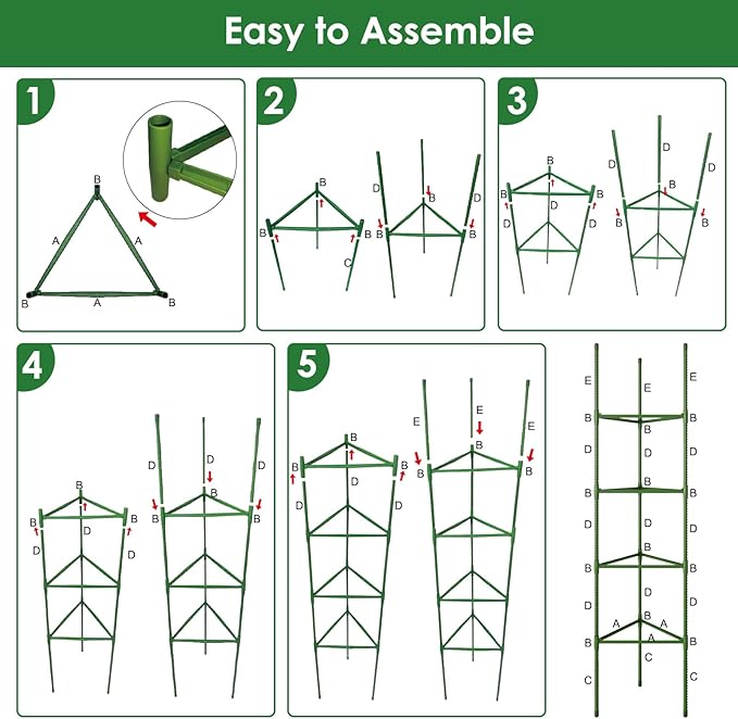 CEWOR Tomato Cage - 3 Pack Tomato Trellis, 63 Inch Tomato Cages for Garden, Extra Tall Plant Support Triangle Structures Garden Stakes for Climbing Plants Outdoor, Pots, Raised Garden Bed, Vegetables