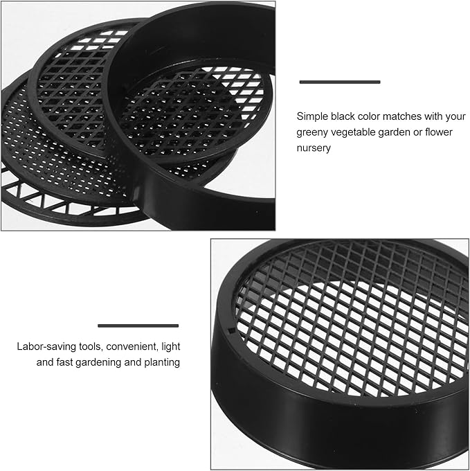 Soil Sieve Set 3-Pack with Replaceable Fine Medium Coarse Mesh Screens 4.4 Inch Plastic Garden Soil Sifters for Compost Sifting and Planting