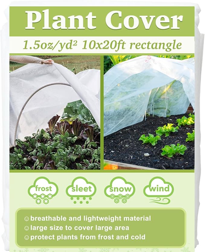 Plant Covers Freeze Protection 10x20ft Floating Row Cover 1.5oz/yd² Plant Covers for Winter Garden Fabric for Cold Sun Protection