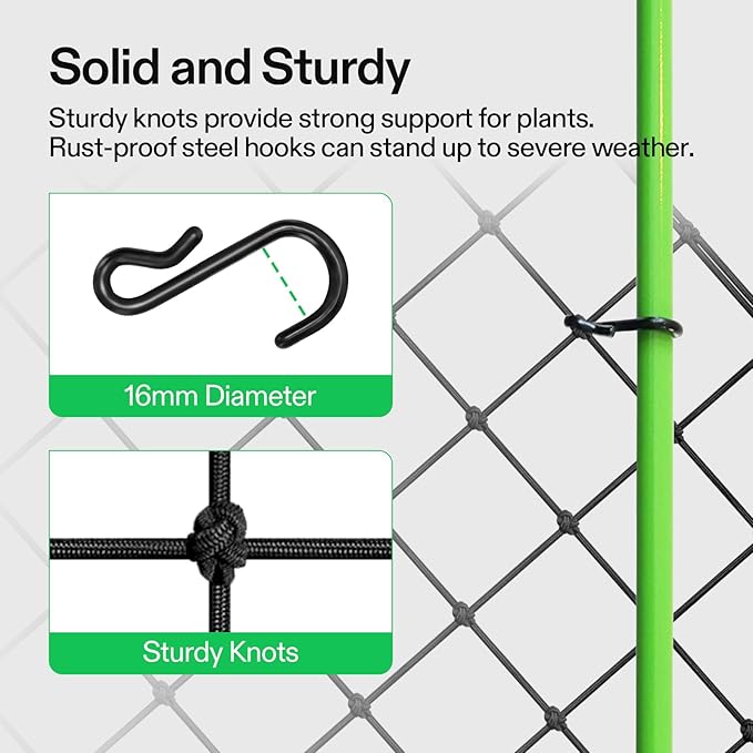 VIVOSUN 4 x 4Ft. Elastic Trellis Netting with 4 Hooks for Climbing Plants, Vegetables, Fruits, and Flowers, 1-Pack