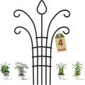 4 Pack Small Plant Trellis for Potted Plants，Metal Indoor Plant Trellis for Climbing Plants，Matte Black Mini Trellis Support with 5-Prong Base & 50 Ties, for Pothos Hoya Ivy, Gift for Plant Lovers