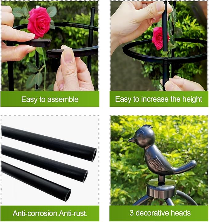 Tower Obelisk Garden Trellis for Climbing Plant,48inch Rustproof Fiberglass Potted Plant Support for Indoor Outdoor Vegetable Fruits Climbing Vines Flowers Stands Comes with 20 Ties (2 Packs)