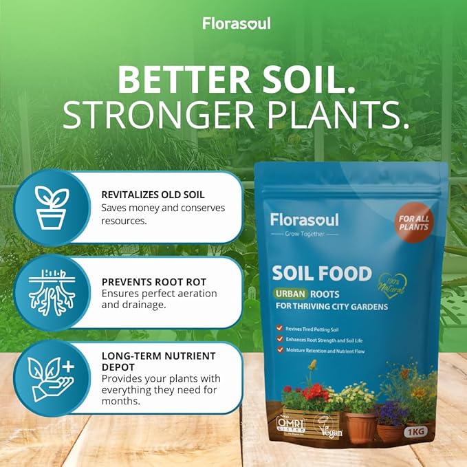 Urban Roots Potting Soil Amendment (2.2 lbs) – Revive & Refresh Old Container Soil – Plant-Based & Vegan Formula for Indoor Plants, Balcony Gardens & Herbs – Pet Safe – Odorless