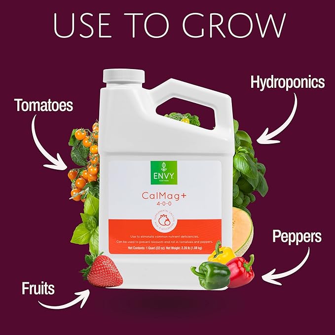 ENVY CalMag+ (4-0-0) Professional Grade Calcium, Magnesium and Iron Liquid Plant Food Supplement for Hydroponics & Soil (Gallon)