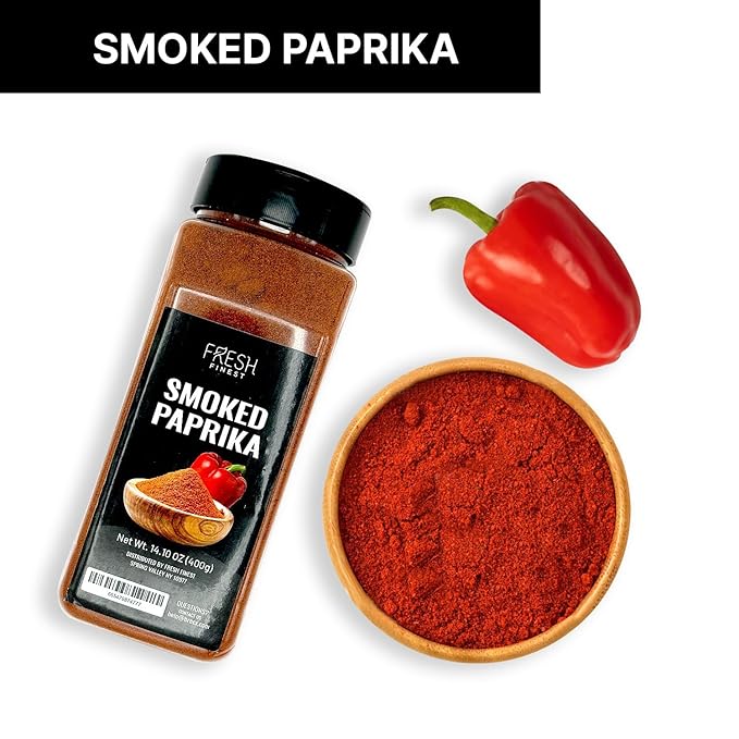 Fresh Finest Smoked Paprika – 14.10 oz Smoked Paprika Powder – Premium Paprika Seasoning for Cooking, Meat Rubs, Marinades, Sauces, Goulash – No Preservatives and Fillers – Rich and Intense Flavor