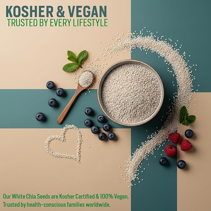 Golden Crown Organic Chia Seeds | Gluten Free, Non GMO, & Vegan White Chia Seeds Organic | Omega-3 & Fiber to Support Energy and Satiety | Ideal for Chia Puddings, Smoothies & Baking | 24 Oz (1.5 Lb)