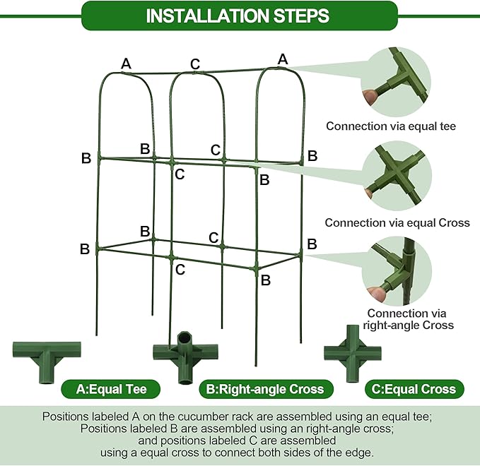 Garden Cucumber Trellis for Climbing Plants, Outdoor Metal Garden Arch Trellis, Plant Support for Vegetables Tomato Trellis Raised Garden Bed (Green, 31.5" Lx21.6 Wx47.2 H-S)