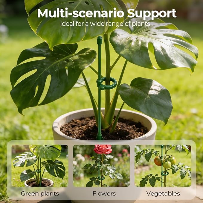 5 Pack Stackable Monstera Plant Support, Garden Plant Stakes for Indoor and Outdoor Plants, Climbing Plant Support Structures Plant Holder Stick Moss Pole for Support Tall Potted Plants (10 Pack)