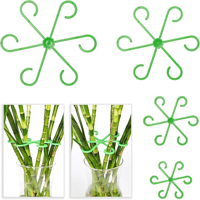 4 Pcs Plant Stem Supports for Indoor Plants, Assorted Sizes Plastic Plant Stabilizer Growth Accessories Plant Stakes Holders for Monstera Potted Climbing Plant (4, Green)