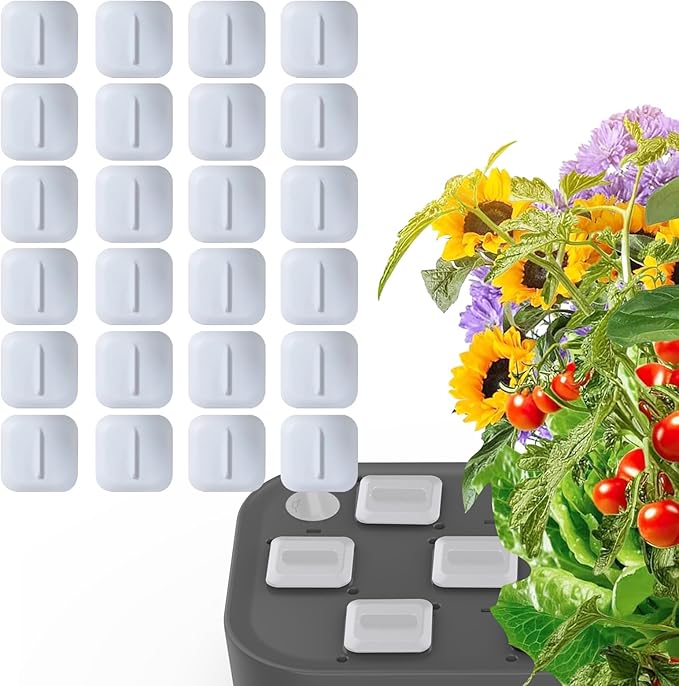 25 Pack Square Plant Spacer Kit for Hydroponic Growing System, Hydroponics Cover Lid Accessories for Indoor Garden Spacer Caps, Compatible with Idoo,QYO,LYKO and Most Square Grow Pods, White